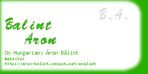 balint aron business card